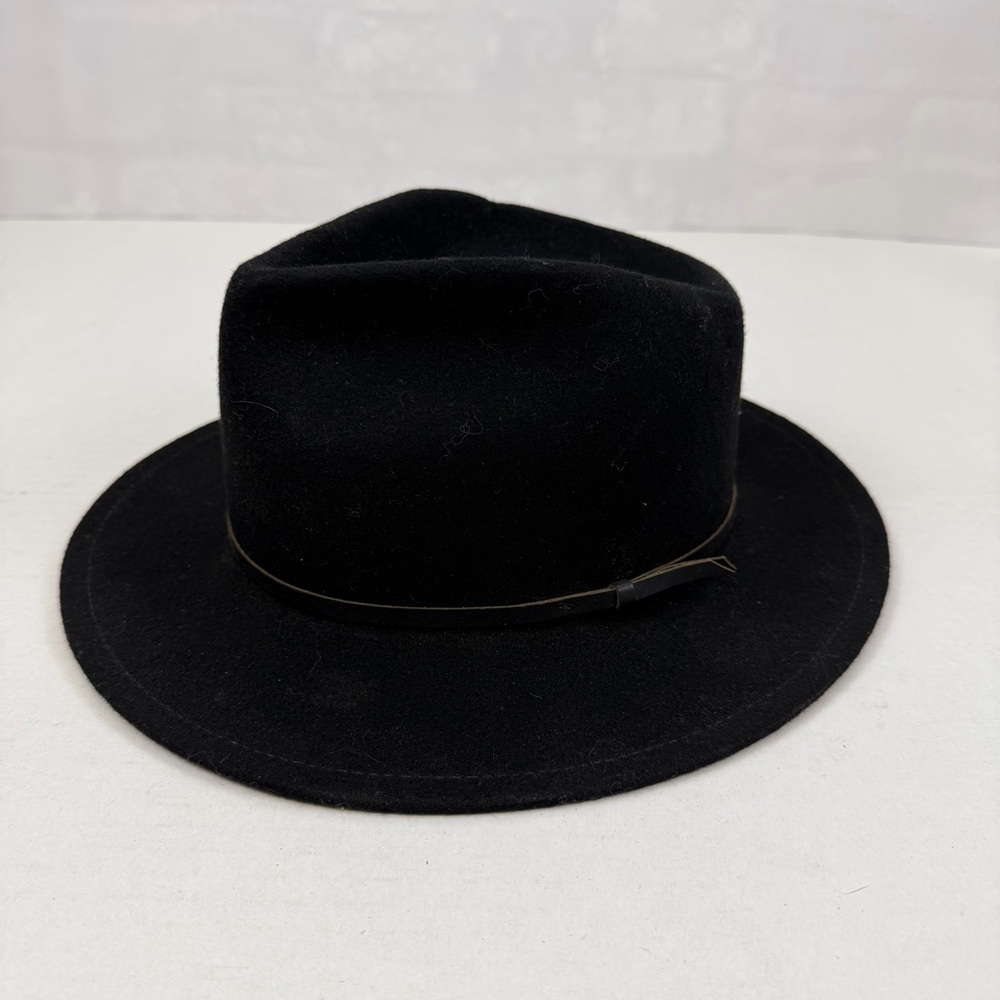 Yellow 108 Luke Fedora Black Wool Felt Hat Size Large Made‎ in USA